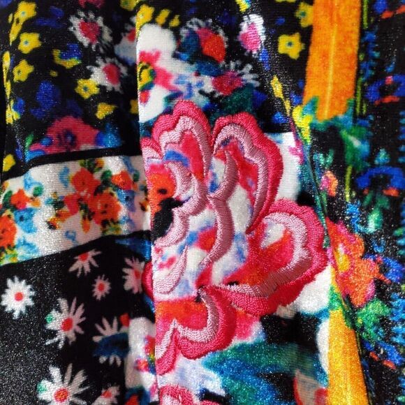 Ruby Yaya Romero Velvet Floral Jacket Size S Embroidered Multicolor Lined Womens - Picture 3 of 12